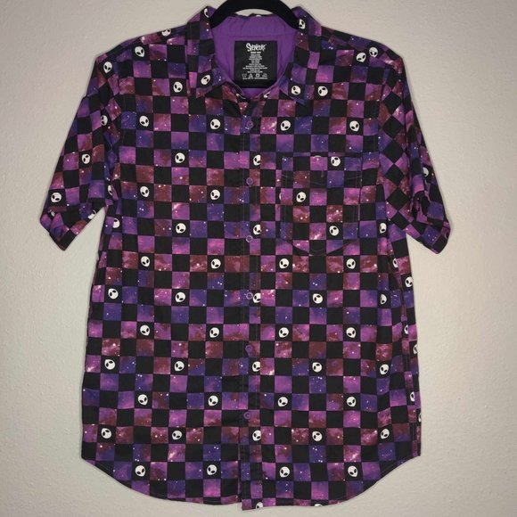 Men's Alien Short Sleeve Button Up Dress Shirt - Picture 1 of 4